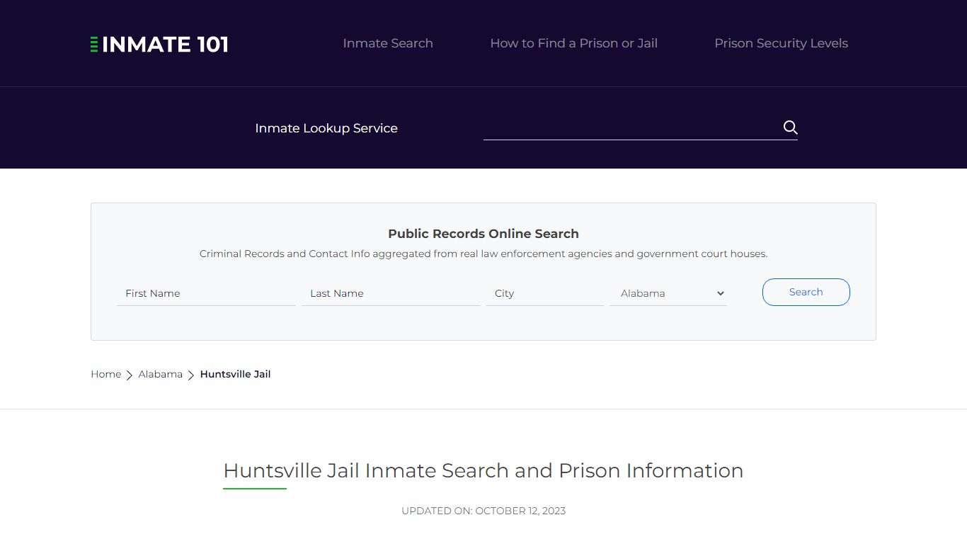 Huntsville Jail Inmate Search and Prison Information